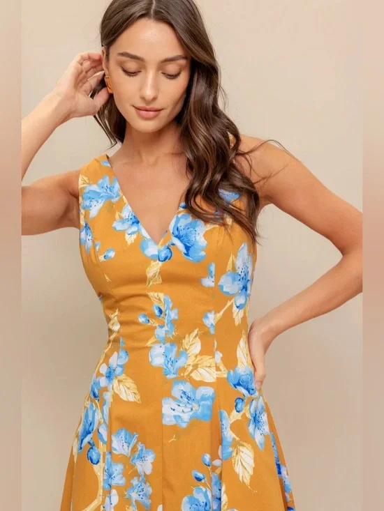 flying tomato RUSH WOVEN MIDI DRESS Small - Picture 4 of 9